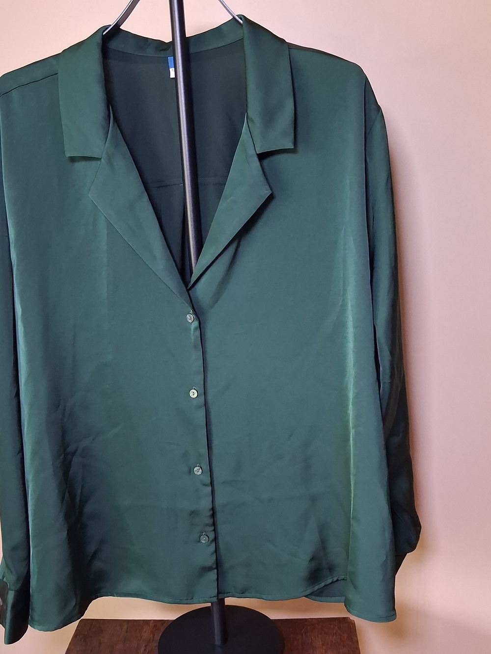 Old Navy Women's NWT Dark Green Satin Button-Up Blouse; Size 3X